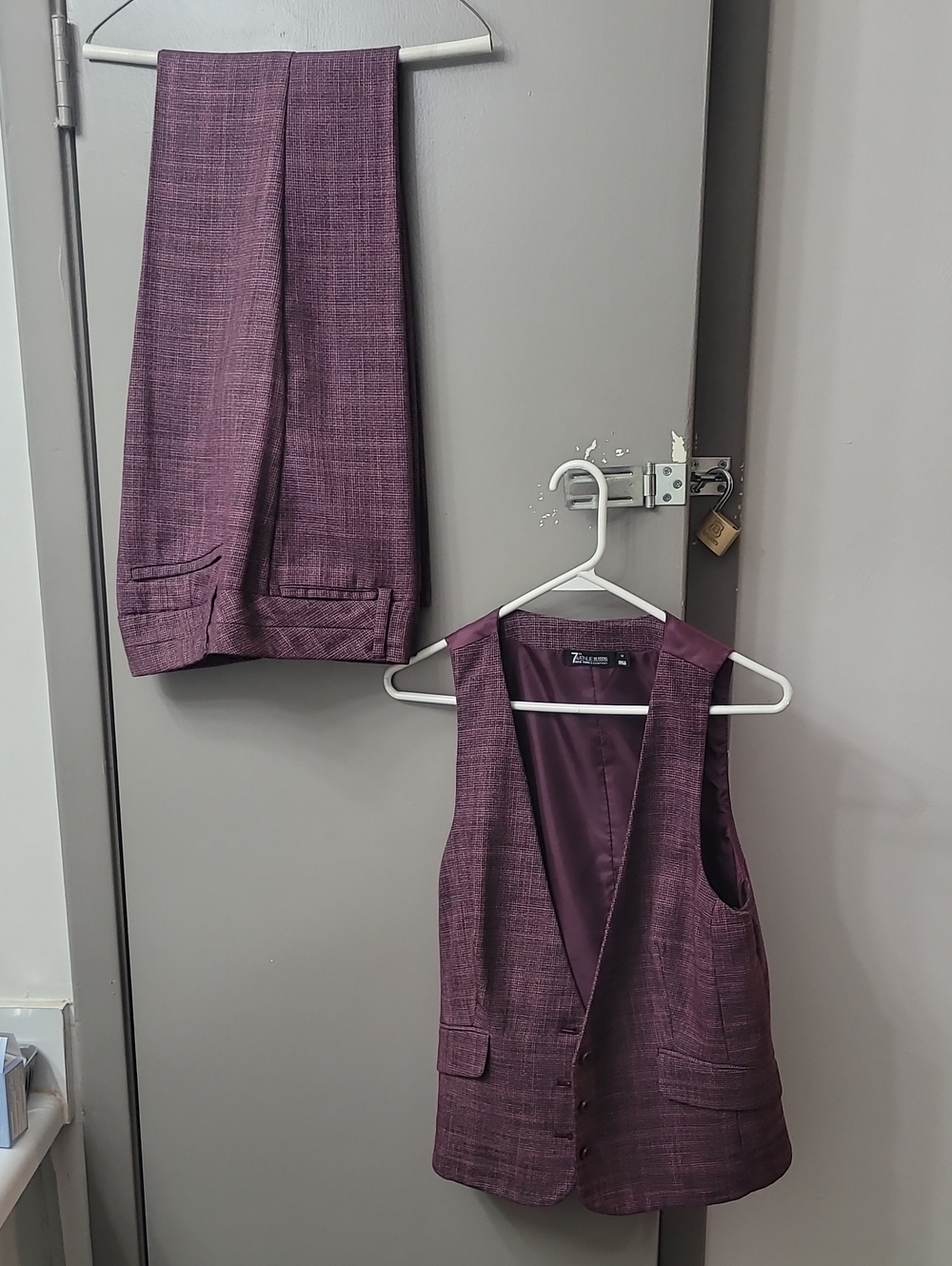 Slim Fit Purple Plaid Women's Suit Vest & Pants Set New York & Company